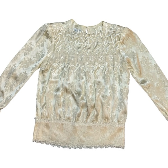 Jessica McClintock Vintage Ivory Blouse - Picture 2 of 8